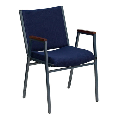 Heavy Duty Navy Blue Dot Fabric Stack Chair with Arms