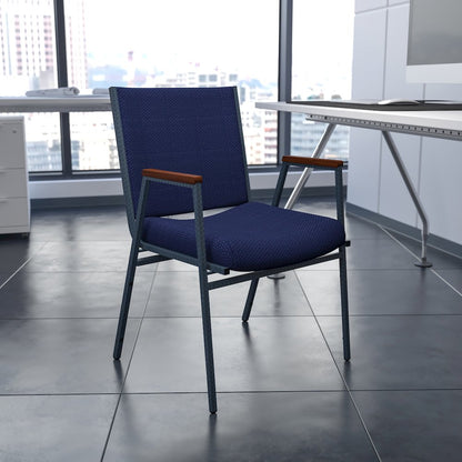 Heavy Duty Navy Blue Dot Fabric Stack Chair with Arms