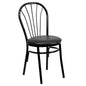 Fan Back Metal Chair - Black Vinyl Seat