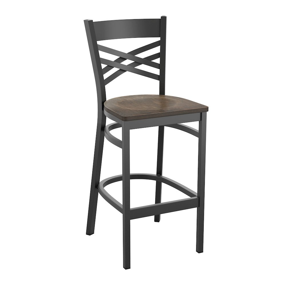 Back Metal Restaurant Barstool - Antique Copper Wood Seat