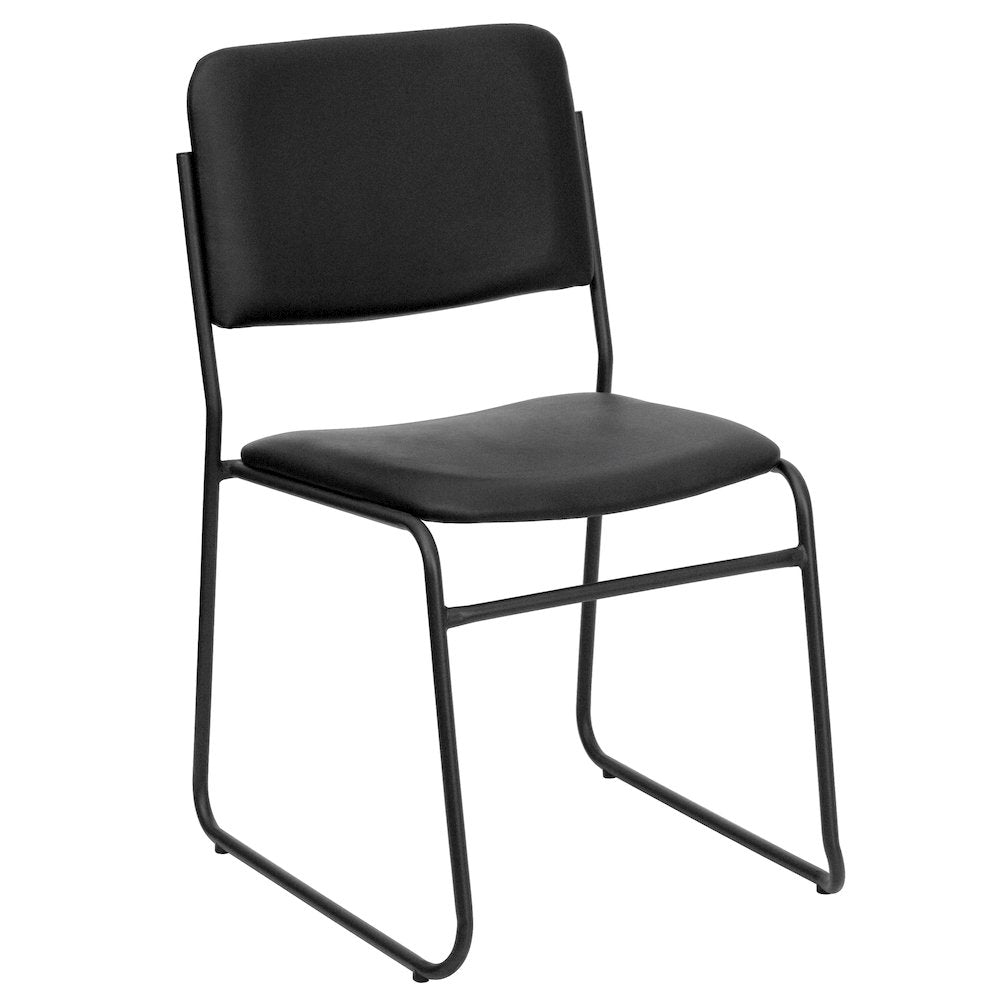 500 lb. Capacity High Density Black Vinyl Stacking Chair with Sled Base