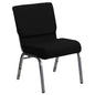 21''W Stacking Church Chair in Black Fabric - Silver Vein Frame