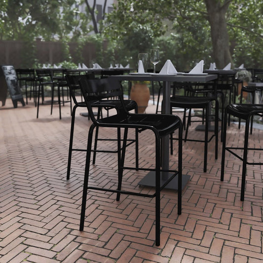Modern Armless Commercial Grade Indoor/Outdoor Steel Stacking Bar Stool