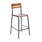 Cyprus Solid Wood Bar Stool with Black Metal Frame and Antique Copper Finish