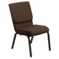 18.5''W Stacking Church Chair in Brown Fabric - Gold Vein Frame