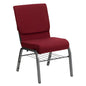 18.5''W Church Chair in Burgundy Fabric with Book Rack - Silver Vein Frame