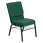18.5''W Church Chair in Green Patterned Fabric with Book Rack - Gold Vein Frame