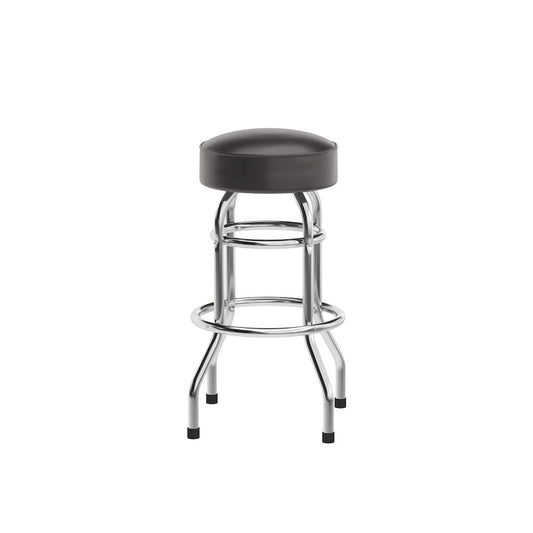Bruno Double Ring Chrome Barstool with Dark Brown Seat