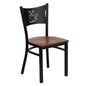 Black Coffee Back Metal Restaurant Chair - Cherry Wood Seat