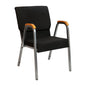 21"W Stacking Wood Accent Arm Church Chair in Black Fabric - Silver Vein Frame