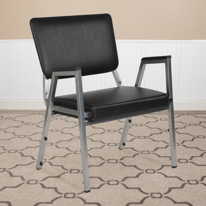 1000 lb. Rated Black Medical Reception Arm Chair with 3/4 Panel Back