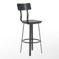 Black Restaurant Barstool with Wood Seat & Back, Black Powder Coat Frame