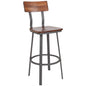 Rustic Walnut Restaurant Barstool & Back and Gray Powder Coat Frame