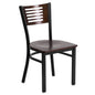 Black Slat Back Metal Restaurant Chair - Walnut Wood Back & Seat