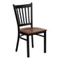 Black Vertical Back Metal Restaurant Chair - Cherry Wood Seat