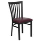 Black School House Back Metal Restaurant Chair - Burgundy Vinyl Seat