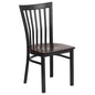 Black School House Back Metal Restaurant Chair - Walnut Wood Seat