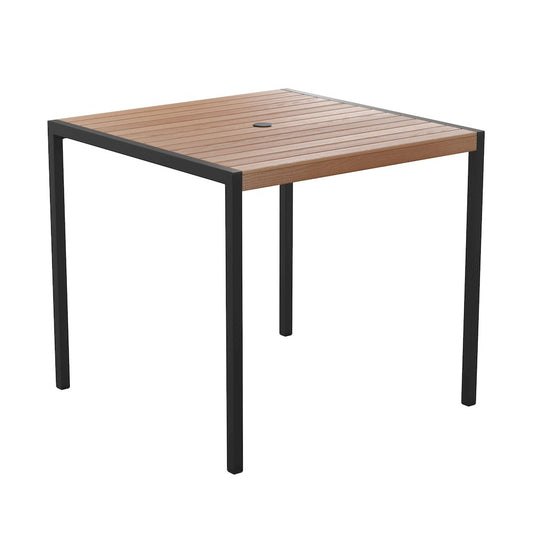 Dining Table with Poly Slats - 35" Restaurant Table with Umbrella Holder Hole