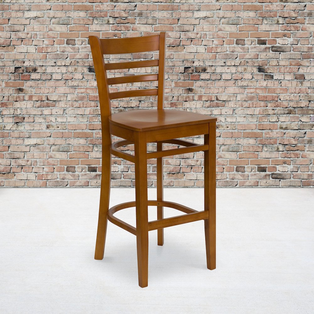 Ladder Back Cherry Wood Restaurant Barstool