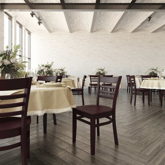 Ladder Back Mahogany Wood Restaurant Chair
