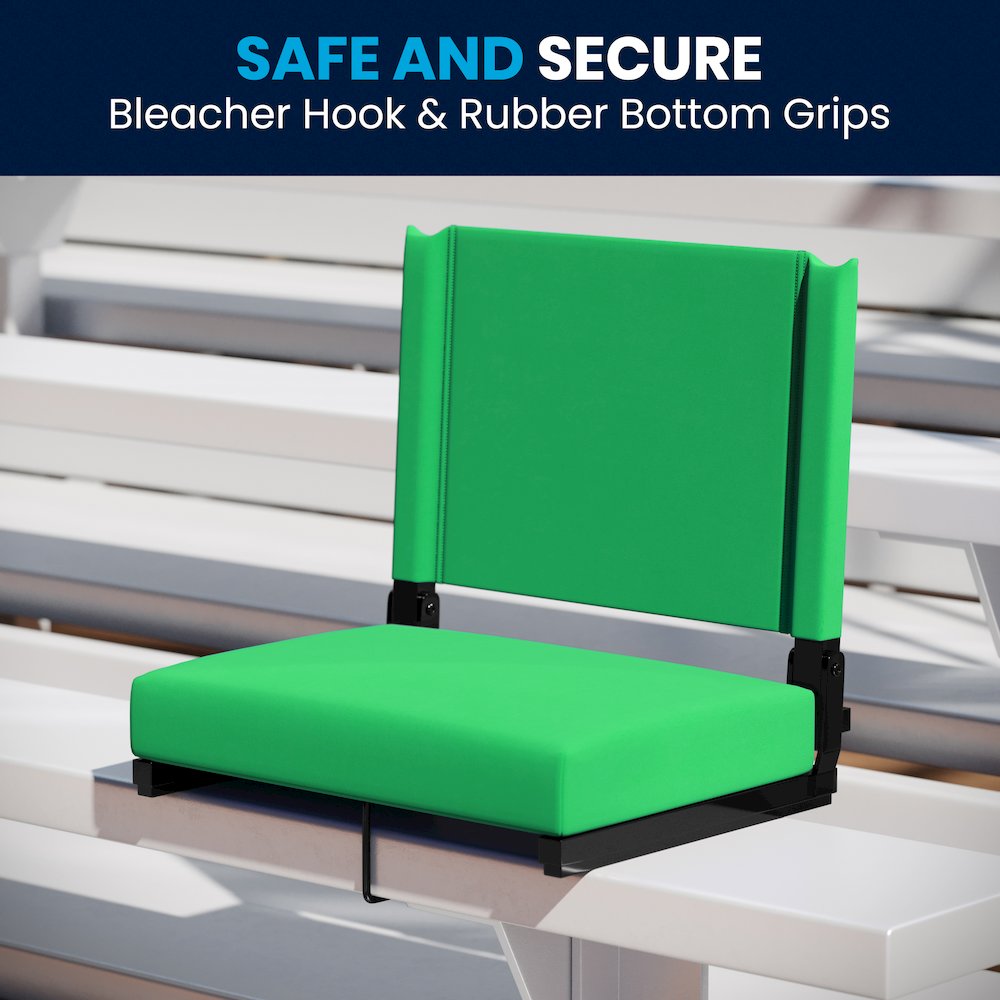 Lightweight Stadium Chair with Handle, Ultra-Padded Seat, Bright Green