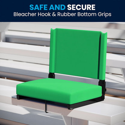 Lightweight Stadium Chair with Handle, Ultra-Padded Seat, Bright Green