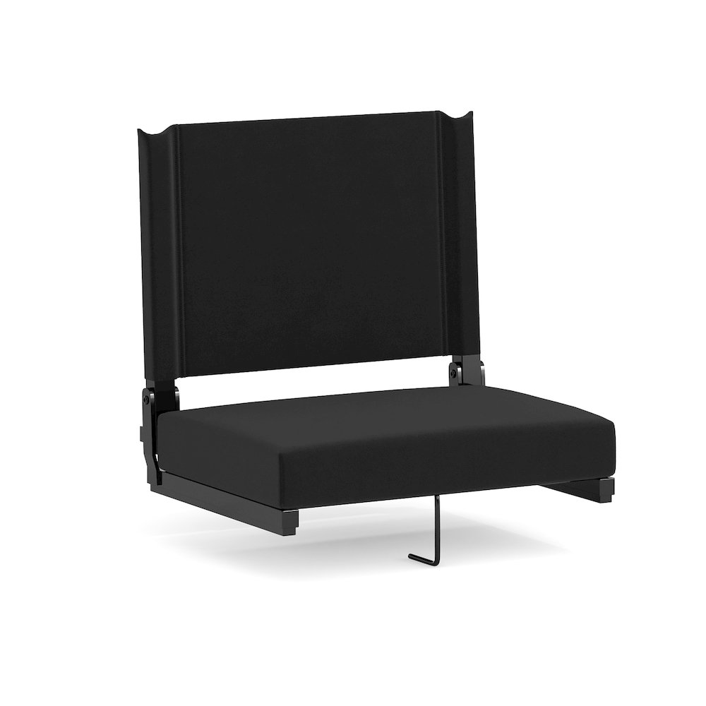 Lightweight Stadium Chair with Handle, Ultra-Padded Seat, Black