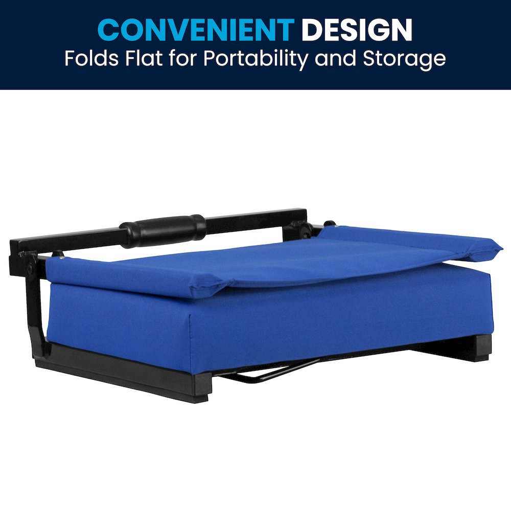 Lightweight Stadium Chair with Handle, Ultra-Padded Seat, Blue