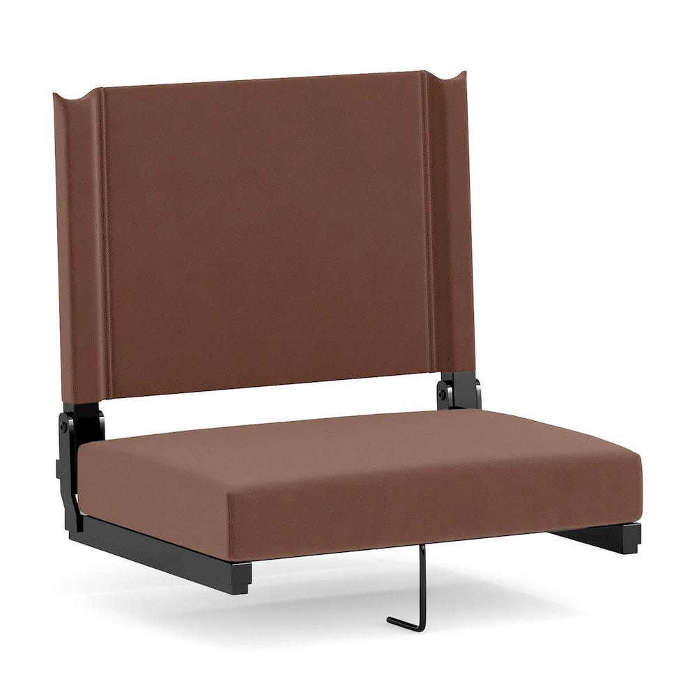 Lightweight Stadium Chair with Handle, Ultra-Padded Seat, Brown