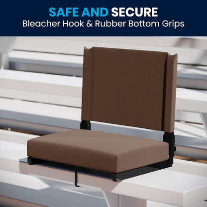 Lightweight Stadium Chair with Handle, Ultra-Padded Seat, Brown