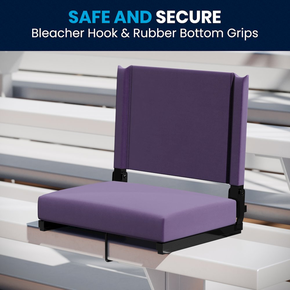 Lightweight Stadium Chair with Handle, Ultra-Padded Seat, Dark Purple
