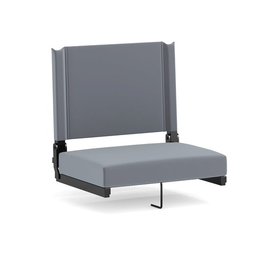 Lightweight Stadium Chair with Handle, Ultra-Padded Seat, Gray