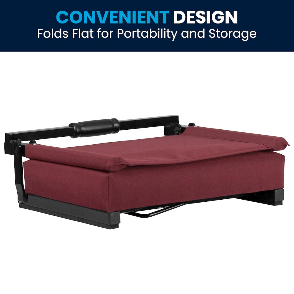 Lightweight Stadium Chair with Handle, Ultra-Padded Seat, Maroon