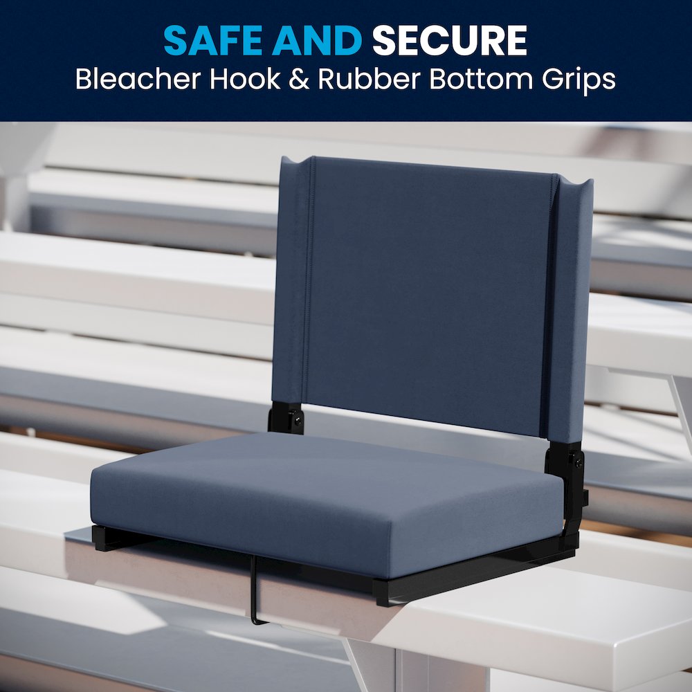 Lightweight Stadium Chair with Handle, Ultra-Padded Seat, Navy Blue