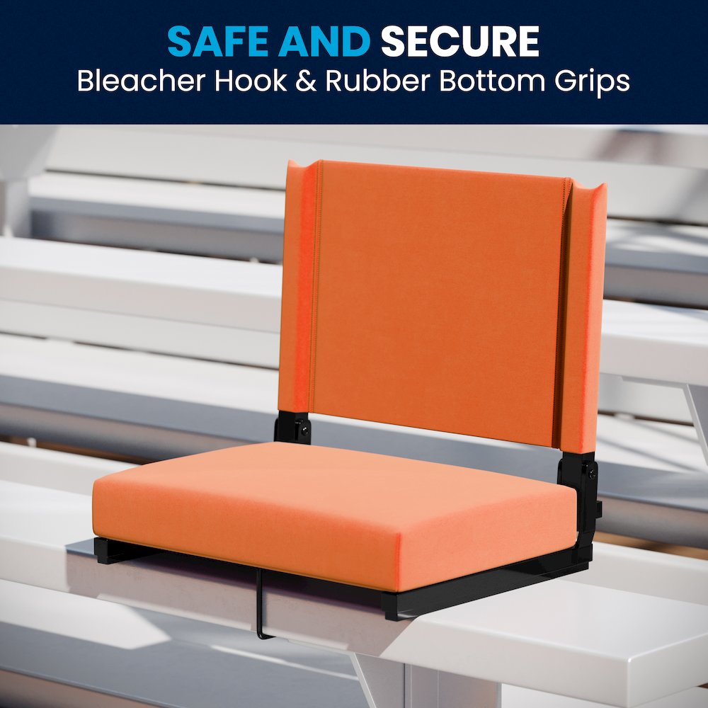 Lightweight Stadium Chair with Handle, Ultra-Padded Seat, Orange