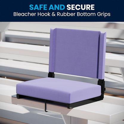 Lightweight Stadium Chair with Handle, Ultra-Padded Seat, Purple