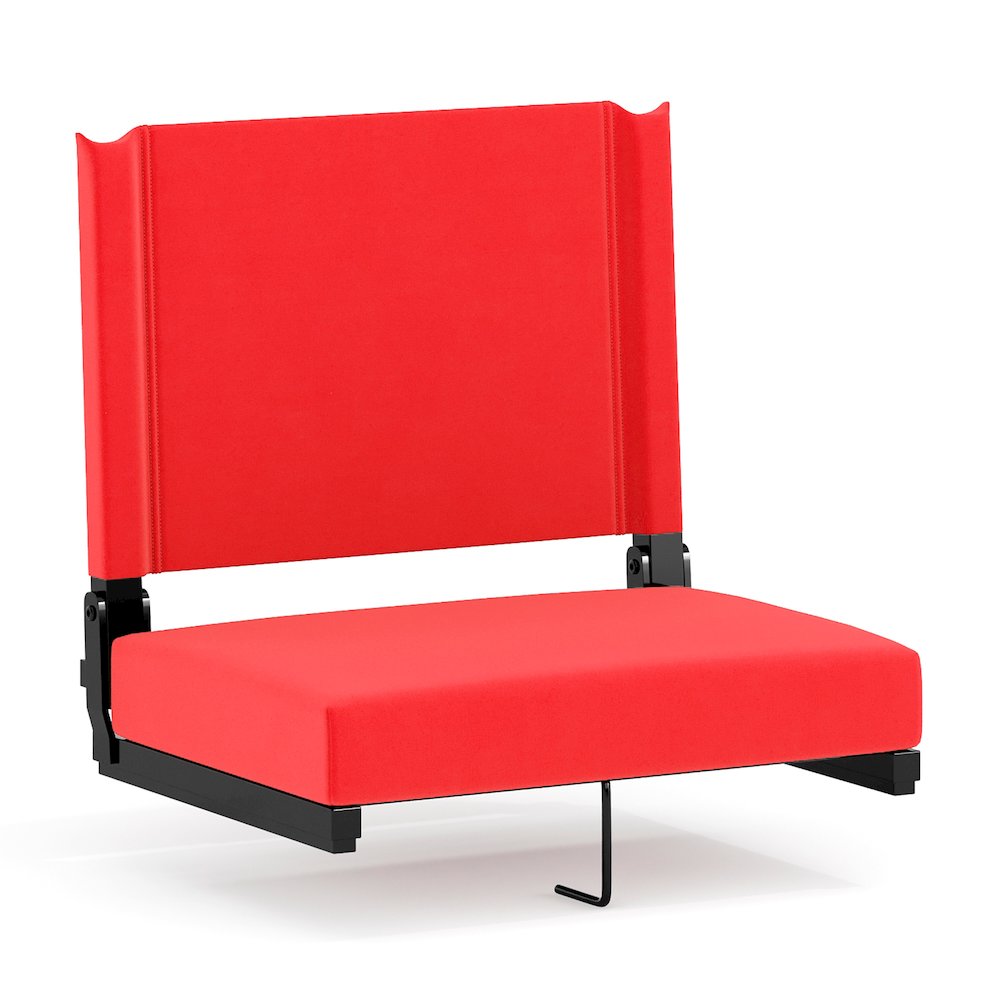 Lightweight Stadium Chair with Handle, Ultra-Padded Seat, Red