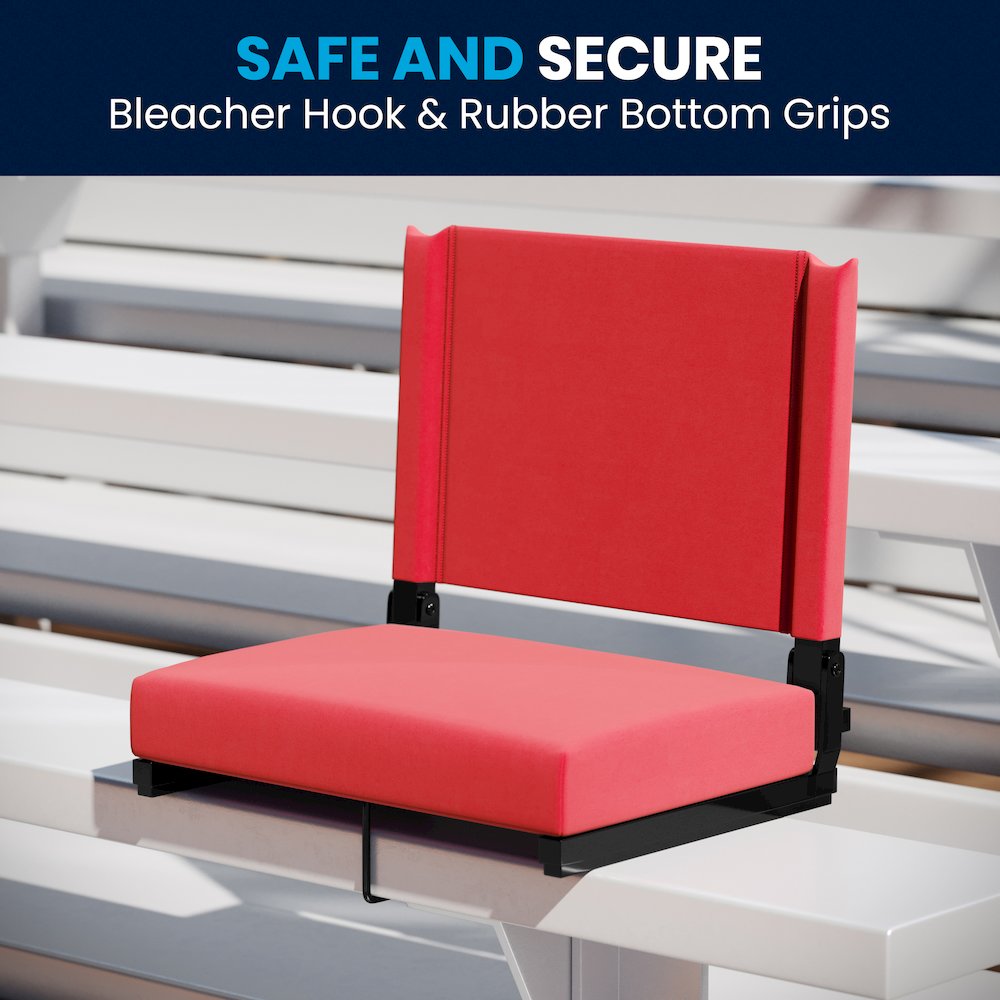 Lightweight Stadium Chair with Handle, Ultra-Padded Seat, Red
