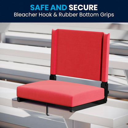Lightweight Stadium Chair with Handle, Ultra-Padded Seat, Red