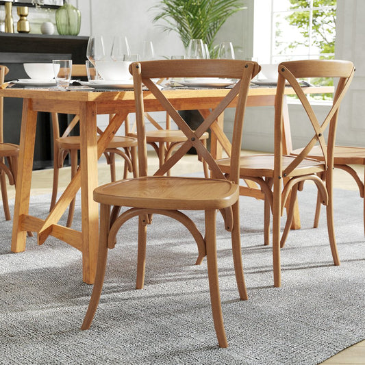 Stackable Pecan Wood Cross Back Chair