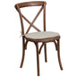 Stackable Pecan Wood Cross Back Chair with Cushion