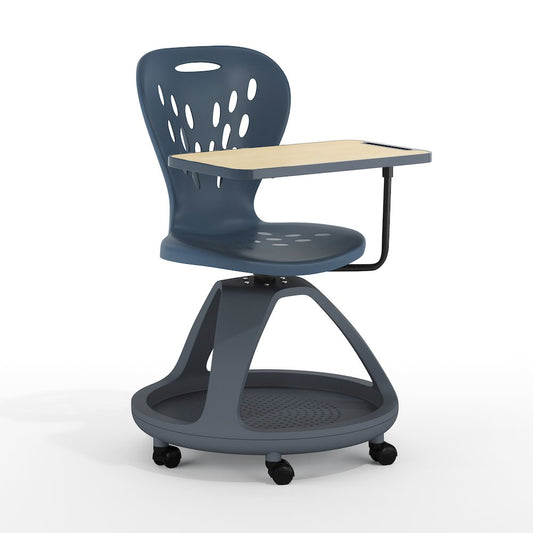 Dark Gray Mobile Desk Chair with 360 Degree Tablet Rotation