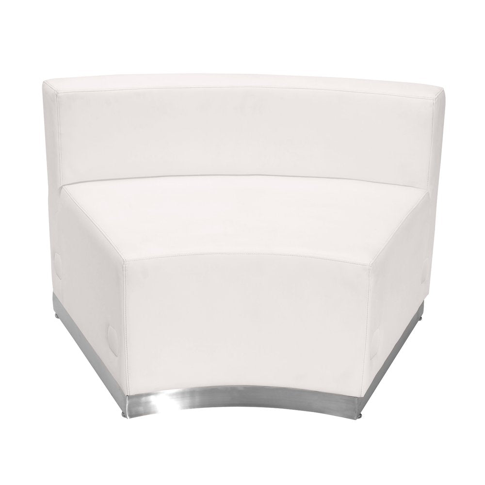 Alon Melrose White LeatherSoft Concave Chair with Brushed Stainless Steel Base