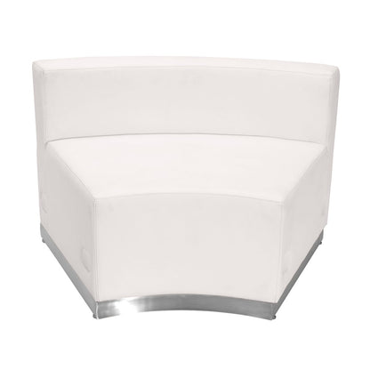 Alon Melrose White LeatherSoft Concave Chair with Brushed Stainless Steel Base