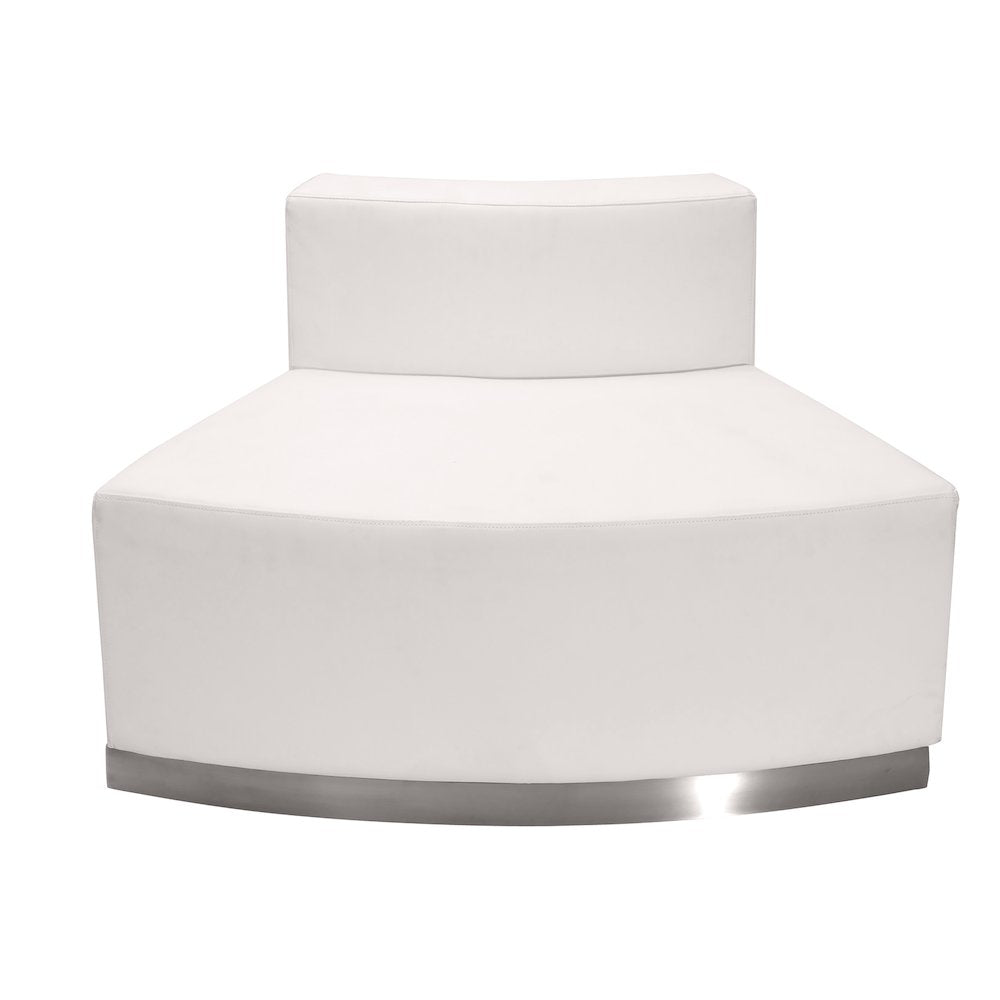 Alon Melrose White LeatherSoft Convex Chair with Brushed Stainless Steel Base