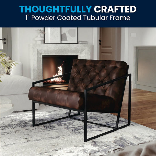 Madison Bomber Jacket LeatherSoft Tufted Lounge Chair
