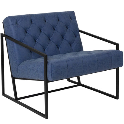 Madison Retro Blue LeatherSoft Tufted Lounge Chair