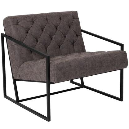 Madison Retro Gray LeatherSoft Tufted Lounge Chair