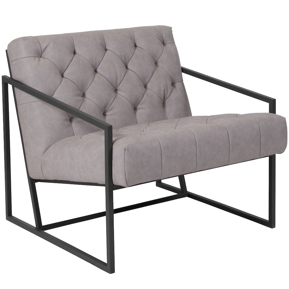 Madison Retro Light Gray LeatherSoft Tufted Lounge Chair