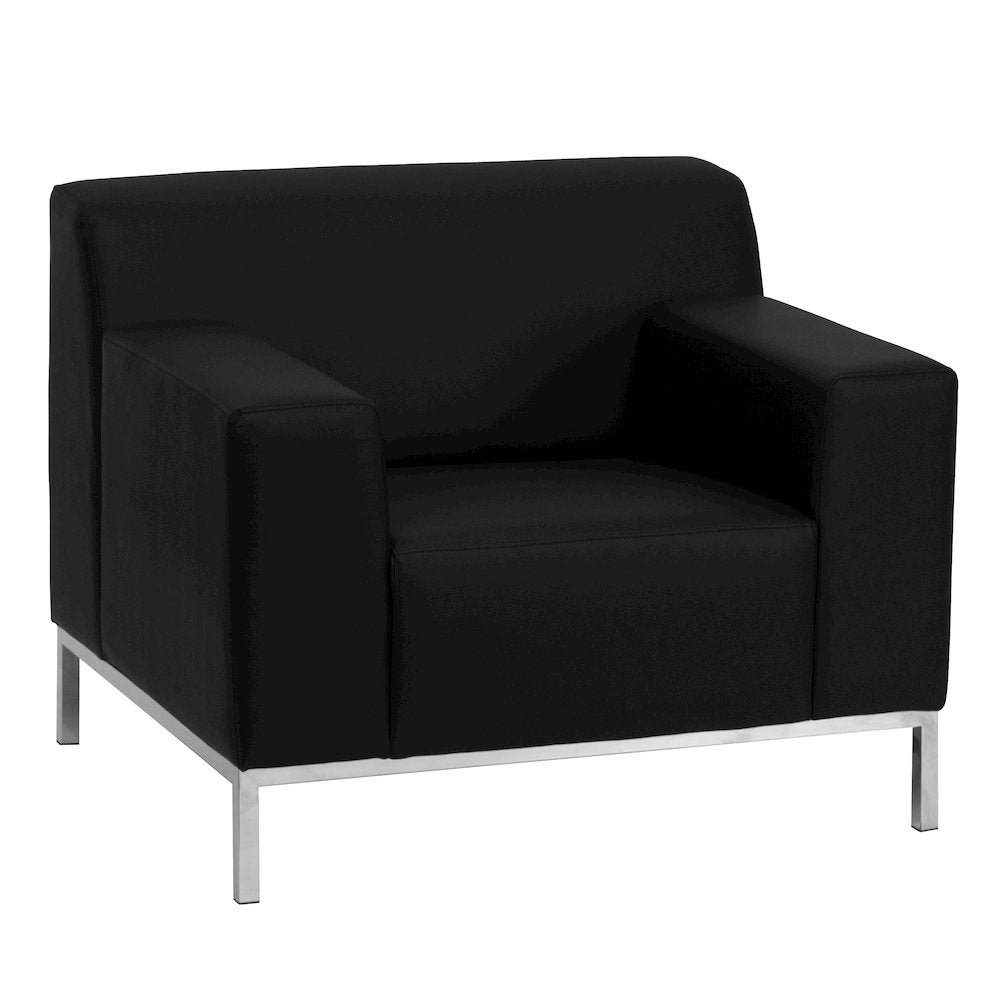 Definity Contemporary Black LeatherSoft Chair with Stainless Steel Frame